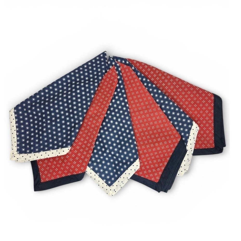 Red White And Blue Star And Polka Dots Napkins July‎ 4 Patriotic Crafts Set of 6